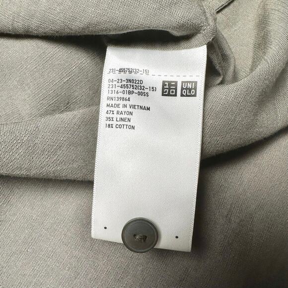 Uniqlo | Women | Slate Gray Boxy Minimalist Linen Blend Button Up Shirt | Large - Picture 8 of 9